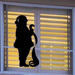 Large Christmas Santa Claus with Naughty or Nice List Window Cling Silhouette